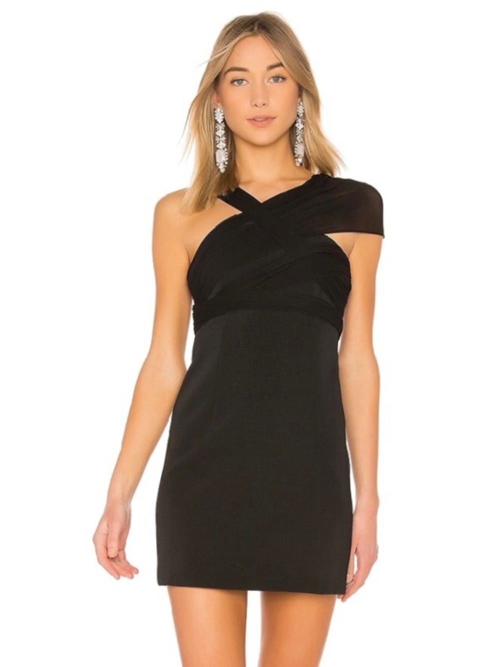 DIANE VON FURSTENBERG REVOLVE BLACK STRUCTURED SASH MINI DRESS